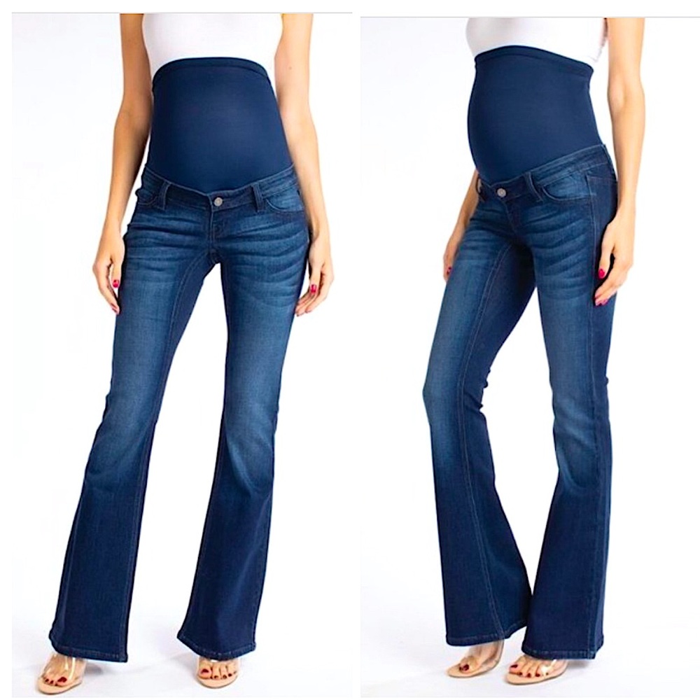 KanCan Dark Wash Flared Maternity Jeans